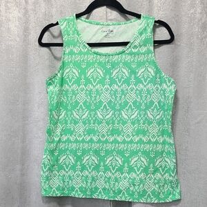Coral Bay‎ Green and White Sleeveless Tank Top Sz Small